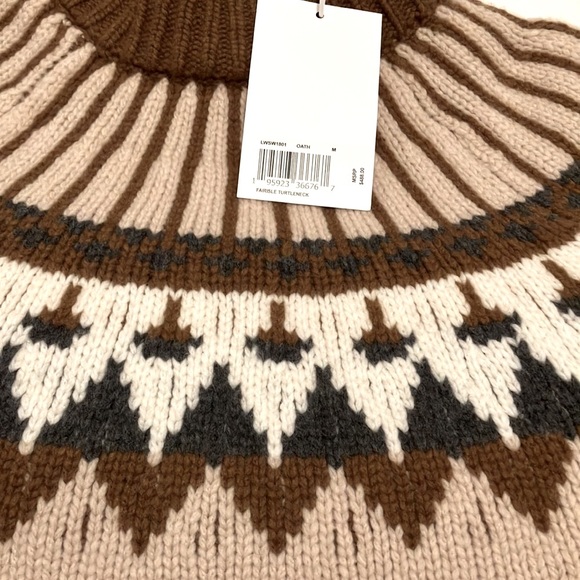 Claudia Schiffer + Frame Merino Wool Fair Isle Turtleneck Sweater NWT - Picture 6 of 15